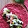 Vegetarian Tacos - Beetroot Tortilla, Roasted Veggies and Cilantro Sauce